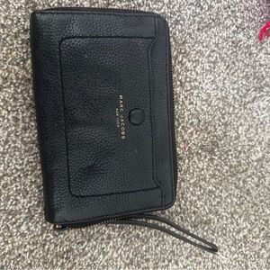 Marc Jacobs Black Textured Leather Wristlet
